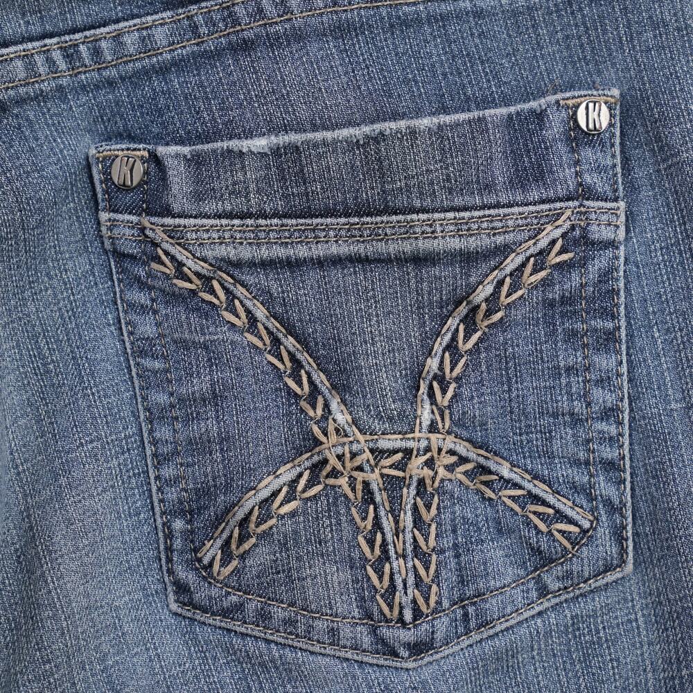 KUT From The Kloth Jeans Womens 12 Bootcut Stretch Denim Blue Embroidered Y2K